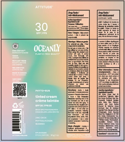 ATTITUDE Oceanly Phyto-Sun Tinted Cream SPF 30 포장