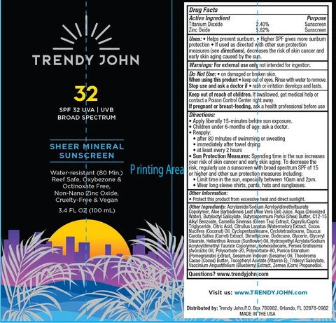 TRENDY JOHN SPF-32 Sheer Mineral Sunscreen 포장