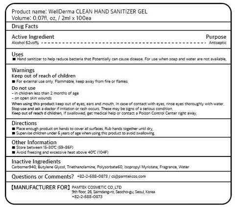 WellDerma CLEAN HAND SANITIZER Gel packaging