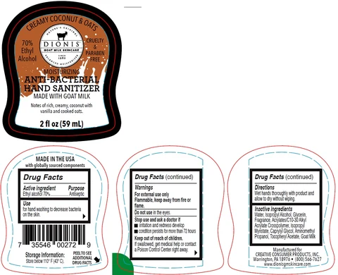 Anti-Bacterial Hand Sanitizer with Goat Milk Creamy Coconut and Oats 포장