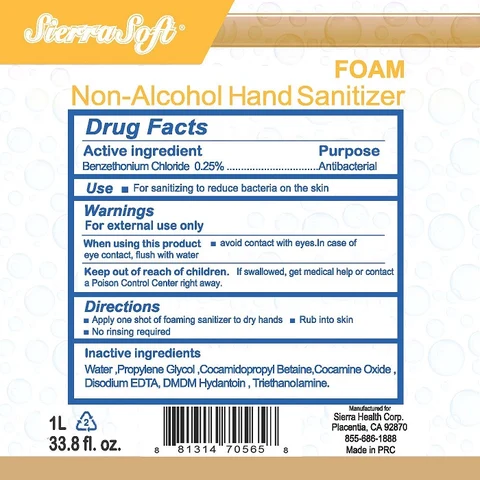 Sierra Soft Non-Alcohol Hand Sanitizer Foam 포장