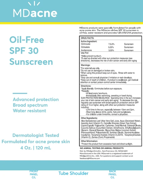 MD Acne Oil Free SPF 30 Sunscreen packaging