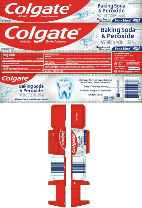 COLGATEBaking Soda and Peroxide Whitening Brisk Mint packaging