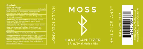 Hallo Sapa Volcanic Ash Hand Sanitizer / Hallo Iceland Moss Hand Sanitizer / Hallo Iceland Angelica Herb Hand Sanitizer / Hallo Iceland Kelp Hand Sanitizer packaging
