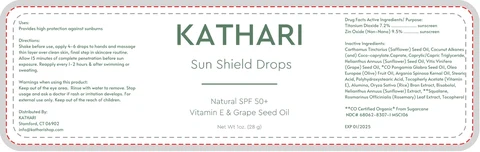 Kathari Sun Shield Drops Natural SPF 50 포장