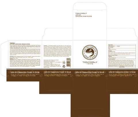 Tonymoly Latte Art Cappuccino Cre am In Scrub packaging