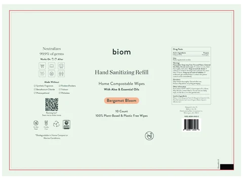 biom Sanitizing Alcohol Wipes - Bergamot Bloom 포장