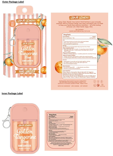 SOUR LEMON HAND SANITIZER Golden Tangerine Scent 포장