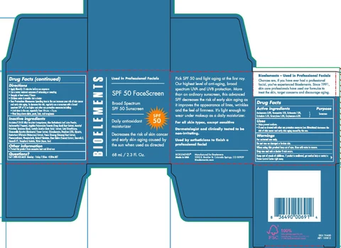 SPF 50 Face SunscreenBioelements 포장
