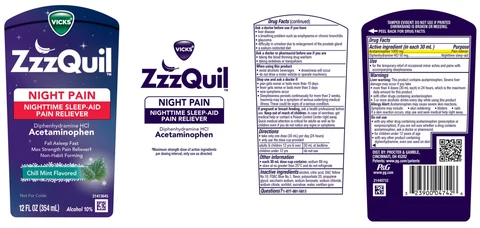 Vicks ZzzQuilNIGHT PAIN NIGHTTIME SLEEP-AID PAIN RELIEVER 포장