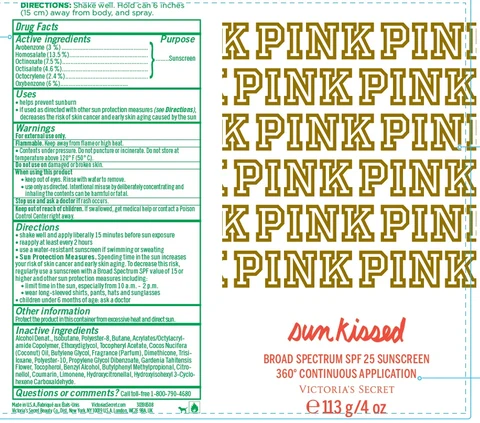Victorias Secret Pink Broad Spectrum SPF 25 Sunscreen Sunkissed 포장