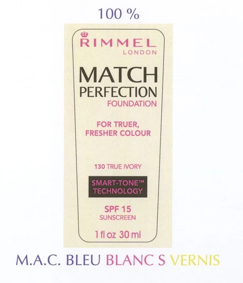 Rimmel LondonMatch Perfection Foundation - True Ivory (130) packaging