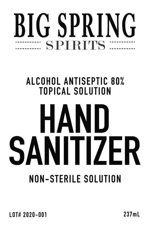Big Spring Spirits Hand Sanitizer 포장