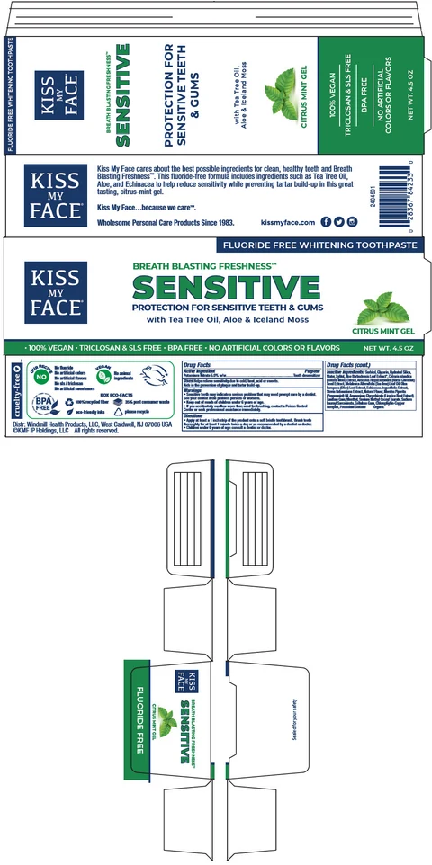 Kiss My Face Sensitive Fluoride-Free Whitening - Citrus Mint 포장