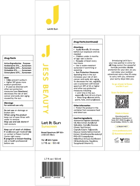 JESS BEAUTY Let It Sun Sunscreen SPF-50 포장
