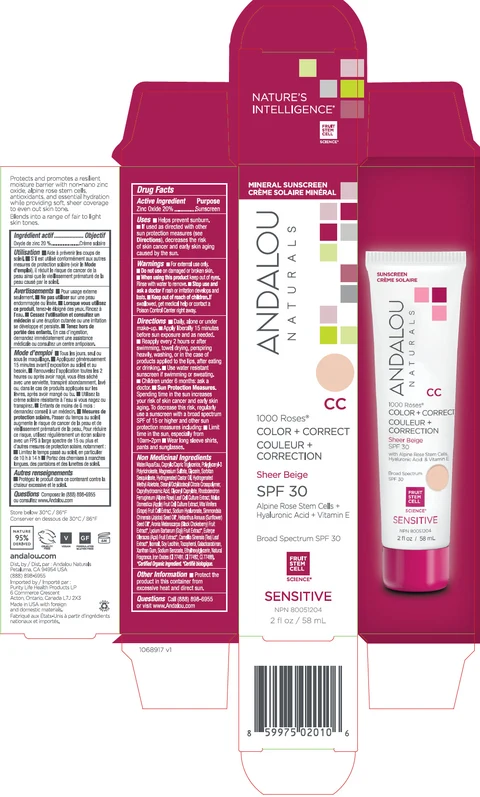 1000 Roses CC Color plus Correct Sheer Beige SPF 30 포장