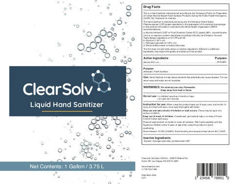 ClearSolv Liquid Hand Sanitizer 포장