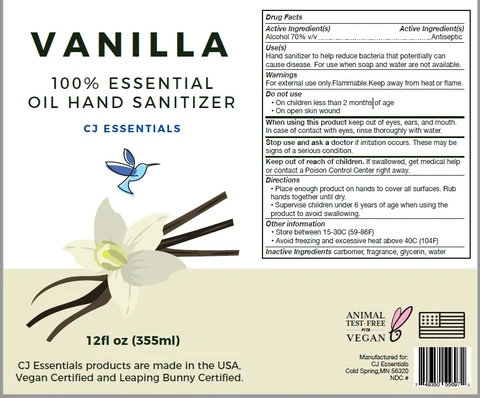 CJ Essentials Vanilla hand sanitizer 포장