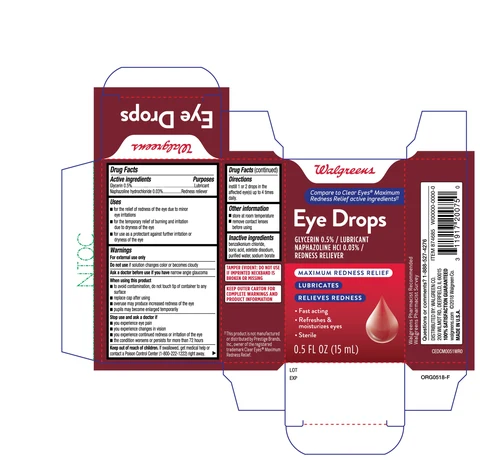 Walgreens Eye Drops Maximum Redness Relief 15mL packaging