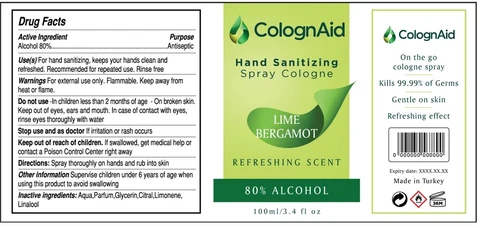 ColognAid Hand Sanitizing LIME BERGAMOT 포장