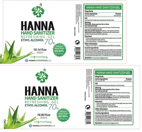 HANNA HAND SANITIZER gel 포장