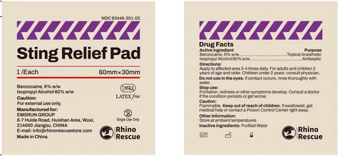 Sting Relief Pad packaging
