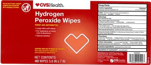 CVS Health Hydrogen Peroxide Wipes packaging