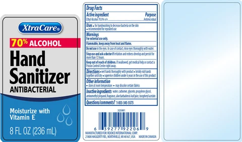 Hand sanitizer 8oz with vitamin E packaging