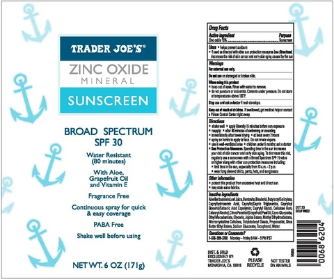 TRADER JOES ZINC OXIDE MINERAL SUNSCREENSPF 30 포장