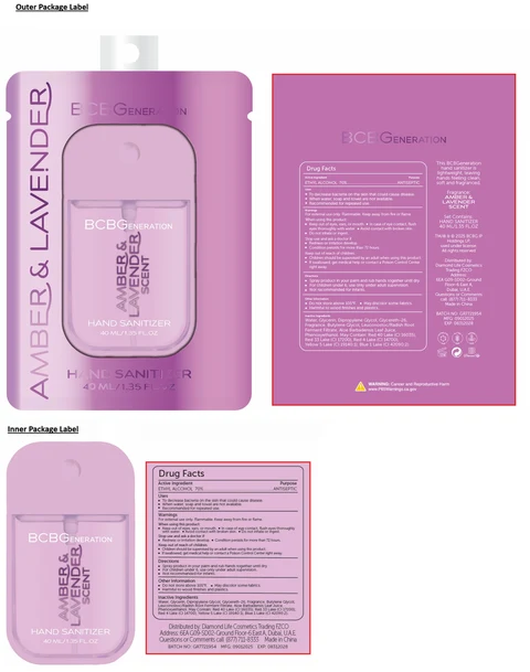 BCBGENERATION HAND SANITIZER AMBER AND LAVENDER SCENT 포장