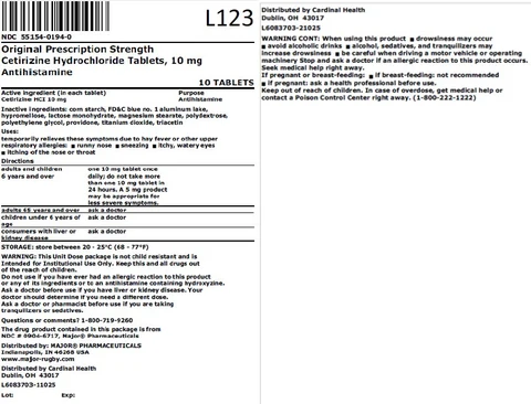 Cetirizine 포장