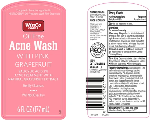 WinCo Foods Oil Free Acne Wash with Pink GrapefruitAcne treatment packaging