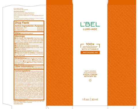 LBEL LUMI AGE ANTI AGING NOURISHING FACIAL WITH SPF 30 packaging