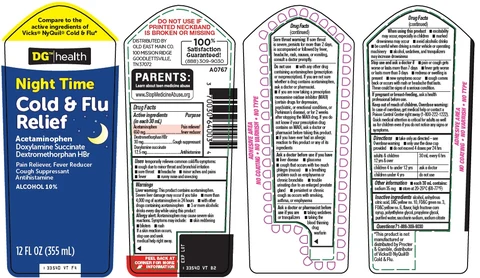 dg health night time cold and flu relief packaging