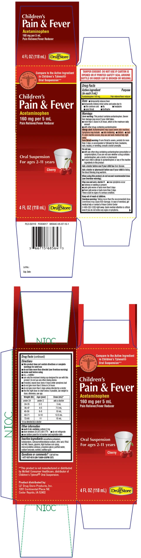 Lil Drug Store Childrens Pain and Fever packaging