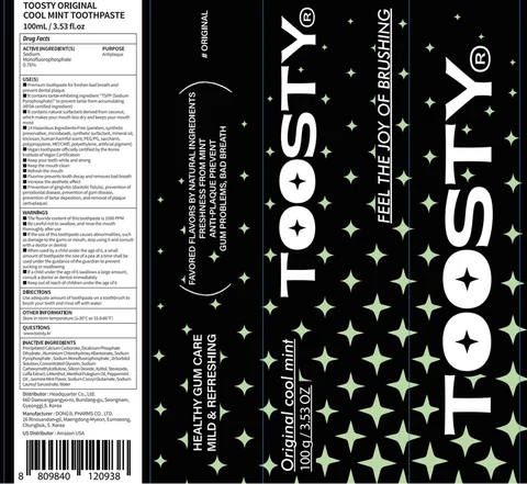 Toosty Original Cool Mint Toothpaste packaging