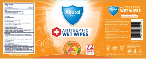 Abutol ANTISEPTIC WET WIPES CITRUS GARDEN SCENT packaging