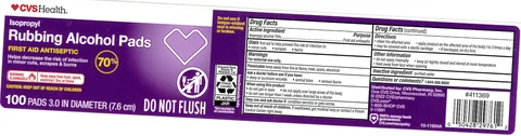 CVS Health Isopropyl Rubbing Alcohol Pads 포장