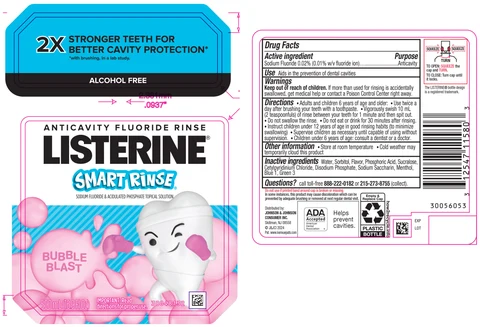 Listerine Smart Rinse Anticavity Fluoride Rinse - Bubble Blast packaging