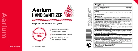 Aerium Hand Sanitizer 70% 500ml 포장