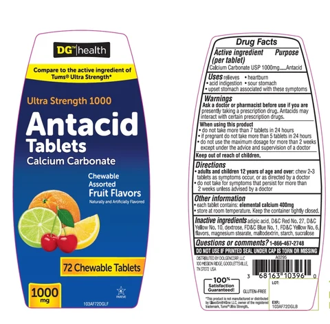 DG health Ultra StrengthAssorted Fruit Antacid 포장
