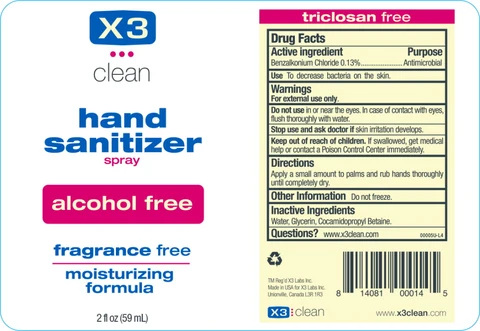 X3 Clean Hand Sanitizer packaging