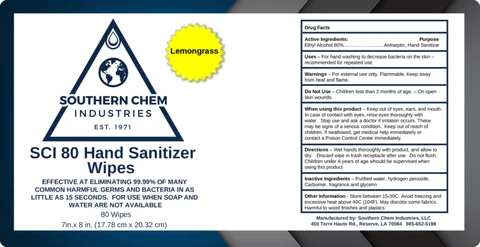 SCI 80 Hand Sanitizer Wipes 포장