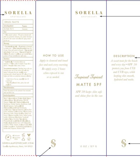 Tropical Topical Matte SPF30 packaging