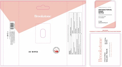Brookstone Value Pack Antibacterial Hand Wipes Pink Grapefruit packaging