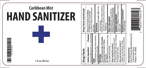 CARIBBEAN MIST HAND SANITIZER packaging
