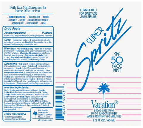 Vacation SPF 50 Super Spritz Face Mist 포장