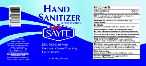 Hand SanitizerSAYFE packaging