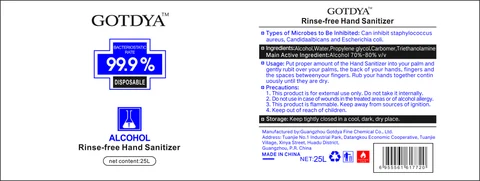 Rinse-free Hand Sanitizer packaging