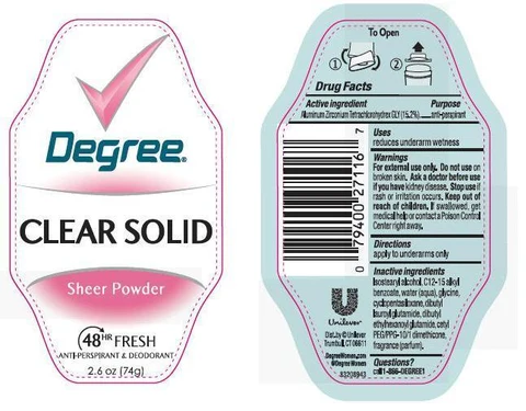 DegreeClear Solid Sheer Powder Antiperspirant and Deodorant 포장